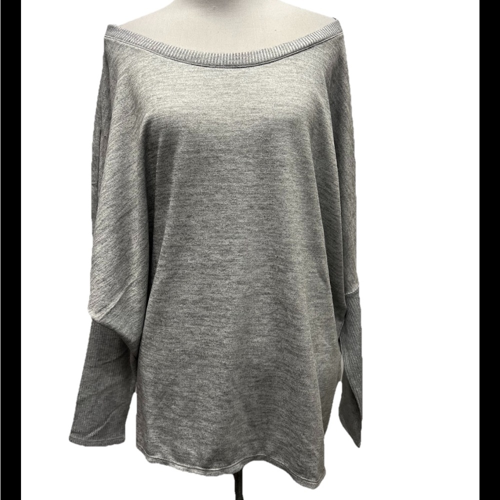 White House Black Market Gray Dolman Sleeve Rib Knit Tunic